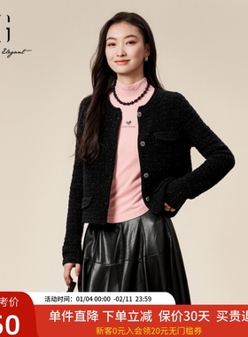 xg雪歌利落正肩百搭短款羊毛大衣圆领小香风外套女XK407517A890