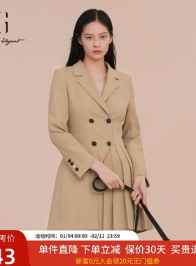 XG雪歌气质通勤西装连衣裙外套收腰短裙2025春新款XK107010A173