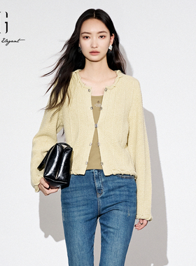 XG雪歌2025秋款miu系通勤简约百搭小香风针织开衫女XK311036A432