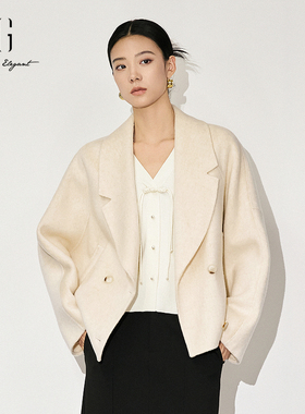 xg雪歌100%绵羊毛韩版短款质感双面呢大衣女2024冬款XK410820A891