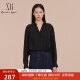 女2025春款 XG雪歌优雅智性显薄长袖 衬衫 通勤黑色衬衣XK121023A490