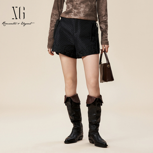 xg雪歌A字高腰显瘦短裤 2024新款 直筒休闲裤 子XJ402050A390 女冬装