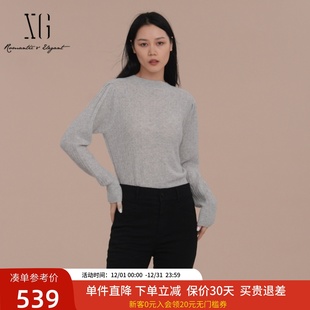 XJ411114A984 毛衫 xg雪歌温柔软糯山羊绒套头针织衫 女2024冬新款