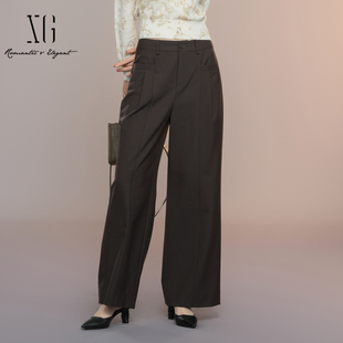 女显瘦直筒休闲长裤 阔腿裤 XK302006A374 通勤西装 XG雪歌2025秋新款