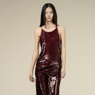 XG雪歌25冬款 吸睛亮片不规则剪裁酷飒潮搭吊带背心女XK425011A115