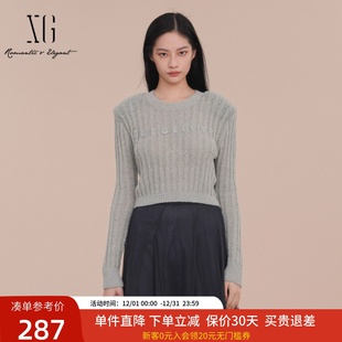 XG雪歌专柜亲肤套头针织衫 简约圆领上衣XK111003A281 女2025春新款