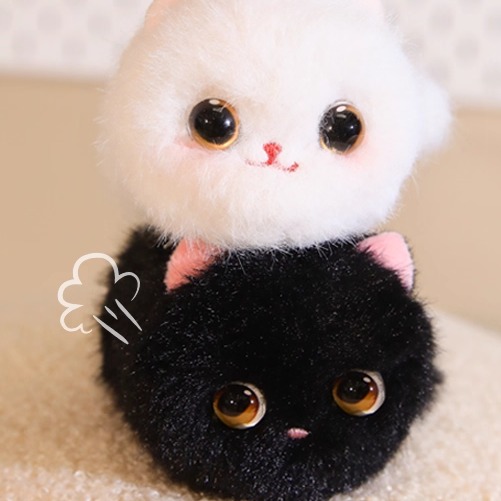 翻滚小猫毛绒公仔小煤球猫咪玩偶