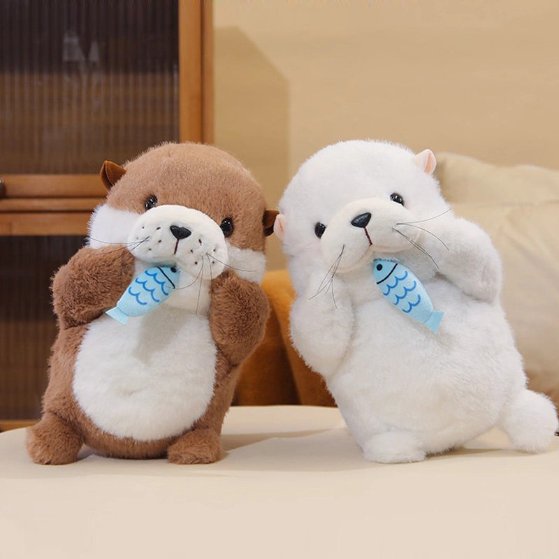 拉绳水獭公仔毛绒玩具獭獭玩偶