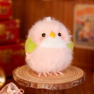 可爱跳跳鹦鹉玩偶毛绒发条玩具金丝雀小鸟道具摆件仿真乌鸦挂件