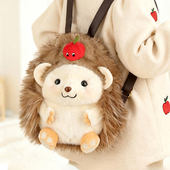 乐吉儿秋冬可爱小刺猬毛绒玩偶包包双肩棕色公仔儿童女生生日礼物