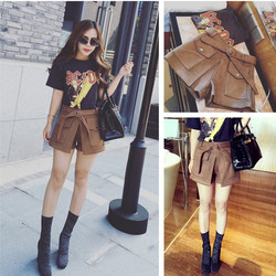 2017 Korean version Dongkuan casual pants new female wild thin outer wear suede hot pants wide leg pants fashion