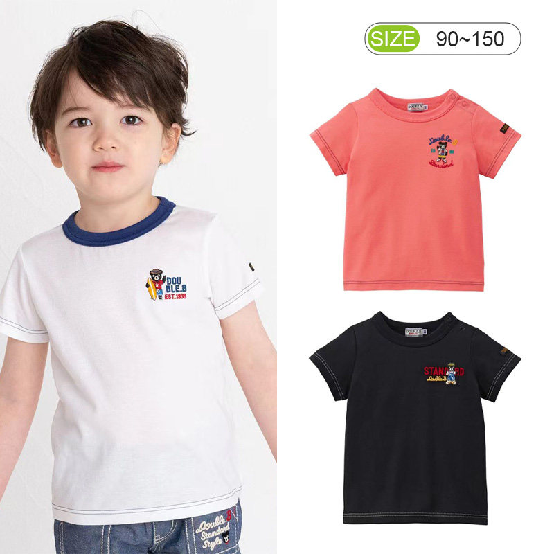 MIKI日系童装男童短袖T恤夏季纯棉儿童小熊刺绣宝宝白色体恤外贸,童装/婴儿装/亲子装,T恤,淘宝优惠券,粉丝福利购,淘宝优惠卷