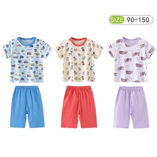 儿童春夏家居服套装两件组连体睡衣男女宝宝纯棉短袖短裤夏装外穿
