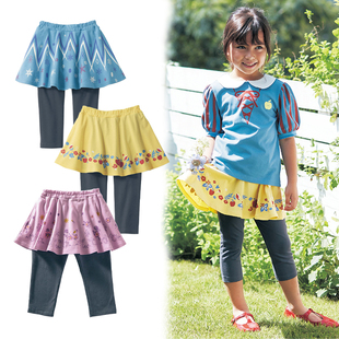 日系千趣女童宝宝纯棉卡通七分裤裙春夏秋连体套裙假两件休闲裙子