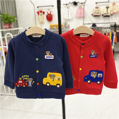 miki春秋v领小胸卡通针织开衫