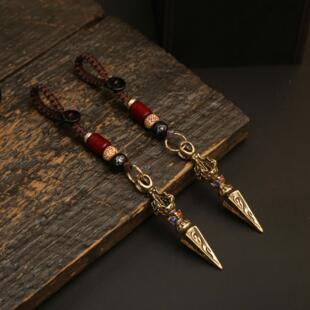 镶钻黄铜金刚杵钥匙扣挂件男女汽车钥匙扣吊坠包包挂饰降魔杵藏式