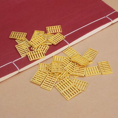 沙金色迷你小算盘装饰物合金工艺品办公室家居金属实心配件小摆件