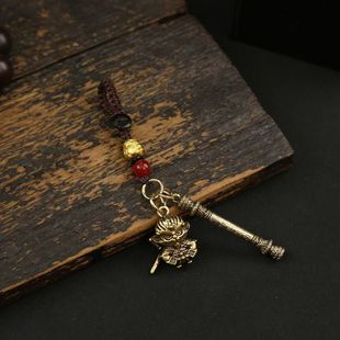 黄铜如意金箍棒定海神针齐天大圣钥匙扣挂件中式美猴王孙悟空吊坠