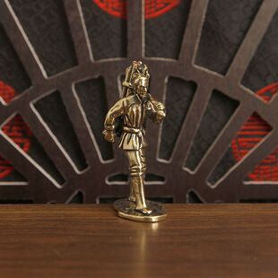 黄铜樵夫老汉砍柴老人背柴实心复古造景装饰品桌面茶宠工艺品摆件