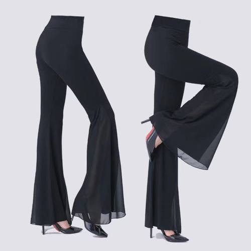 舞蹈裤女牛奶丝带纱长裤莫代尔瑜珈裤微练功裤直广场舞大喇叭