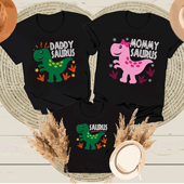 潮一家三口四口洋气父子母女装 小恐龙亲子装 2025新款 夏装 t恤短袖