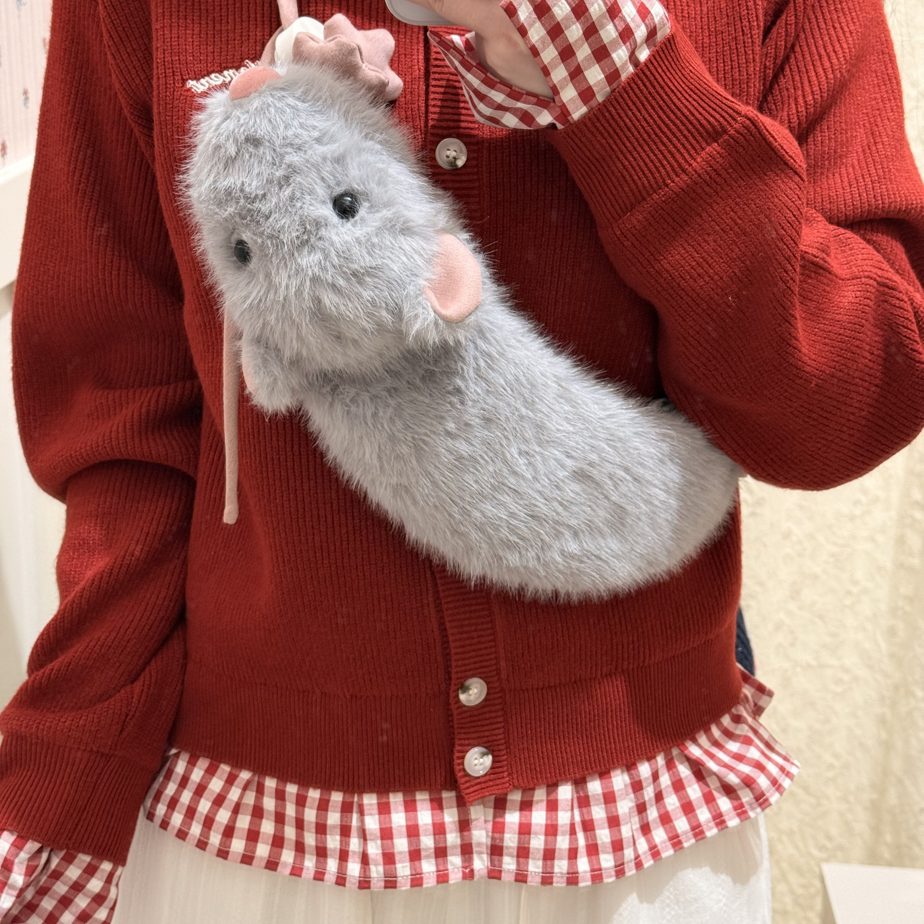 「鼠鼠斜挎包」原创设计毛绒斜挎包 可放口红粉饼手机