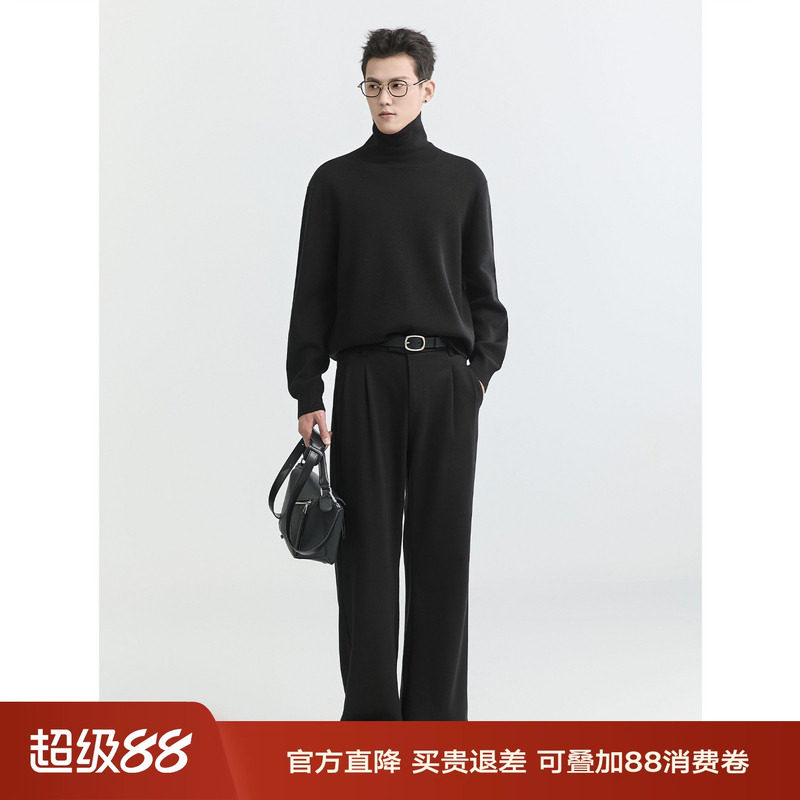 {远红外辐射升温}伯爵卓尔男高领针织毛衣秋冬季加厚加绒打底毛衫