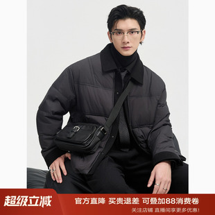 伯爵卓尔2025冬季高级感翻领轻薄羽绒服男短款撞色假两件保暖外套