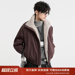 {美式复古风}伯爵卓尔25冬季座山雕毛绒领羽绒服短款男士保暖外套