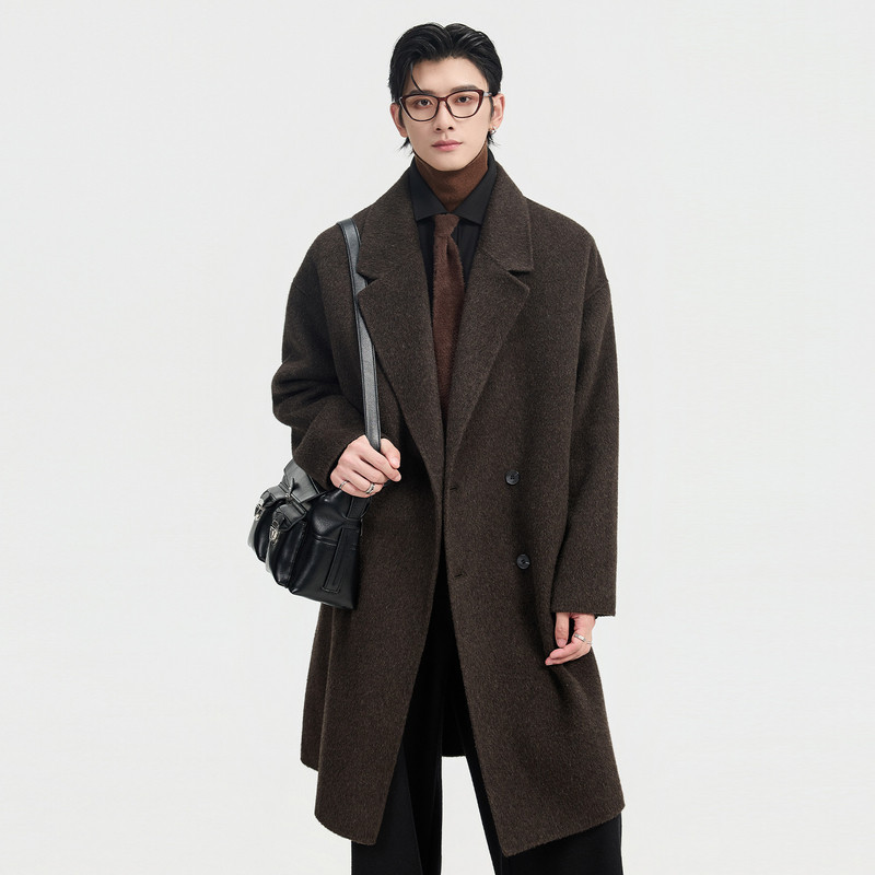 伯爵卓尔25冬季高级感韩版宽松牦牛绒羊毛大衣男士中长款呢子外套