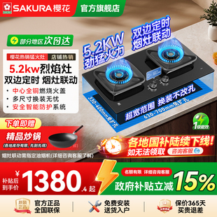 樱花定时燃气灶煤气灶家用厨房天然气烟灶联动双灶新款官方旗舰店