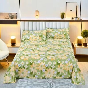 床单100%斜纹棉布纯棉被单单件双人床1.5米学生宿舍单人花朵全棉