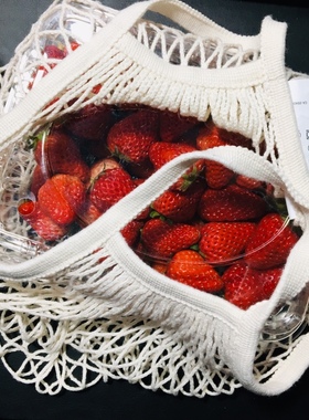 宜家国内代购康福斯棉制网兜网袋2件套白色沙滩购物袋全棉镂空包