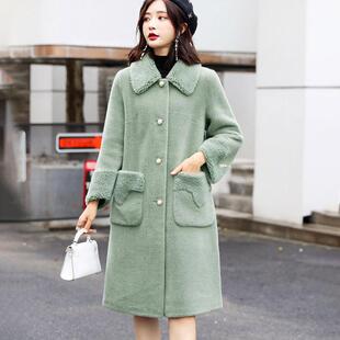 大码羊剪绒外套女皮毛一体秋冬大衣外套加厚颗粒绒宽松显瘦加厚