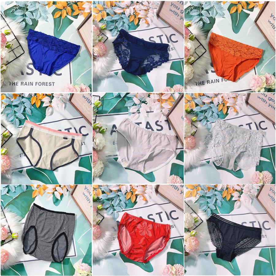 X347 新品杂款杂色女生三角中低腰内裤短款性感花色美臀少女内内