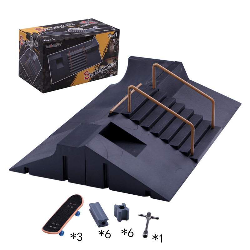 大型手指滑板台场地6合1大套场景diy道具新奇特立体模型儿童玩具