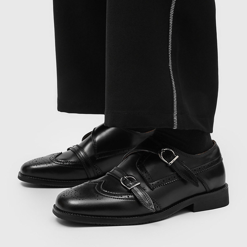 2026新款布洛克雕花皮鞋男英伦风带双扣懒人乐福鞋大码男鞋45 46,流行男鞋,休闲皮鞋,淘宝优惠券,粉丝福利购,淘宝优惠卷