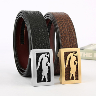 皮带男真皮自动扣内穿式腰带男2023新款正宗头层牛皮皮带不锈钢扣