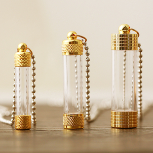 透明随身长管吊坠嘎乌盒空心小宝瓶可打开装东西朱砂胎发毛挂件