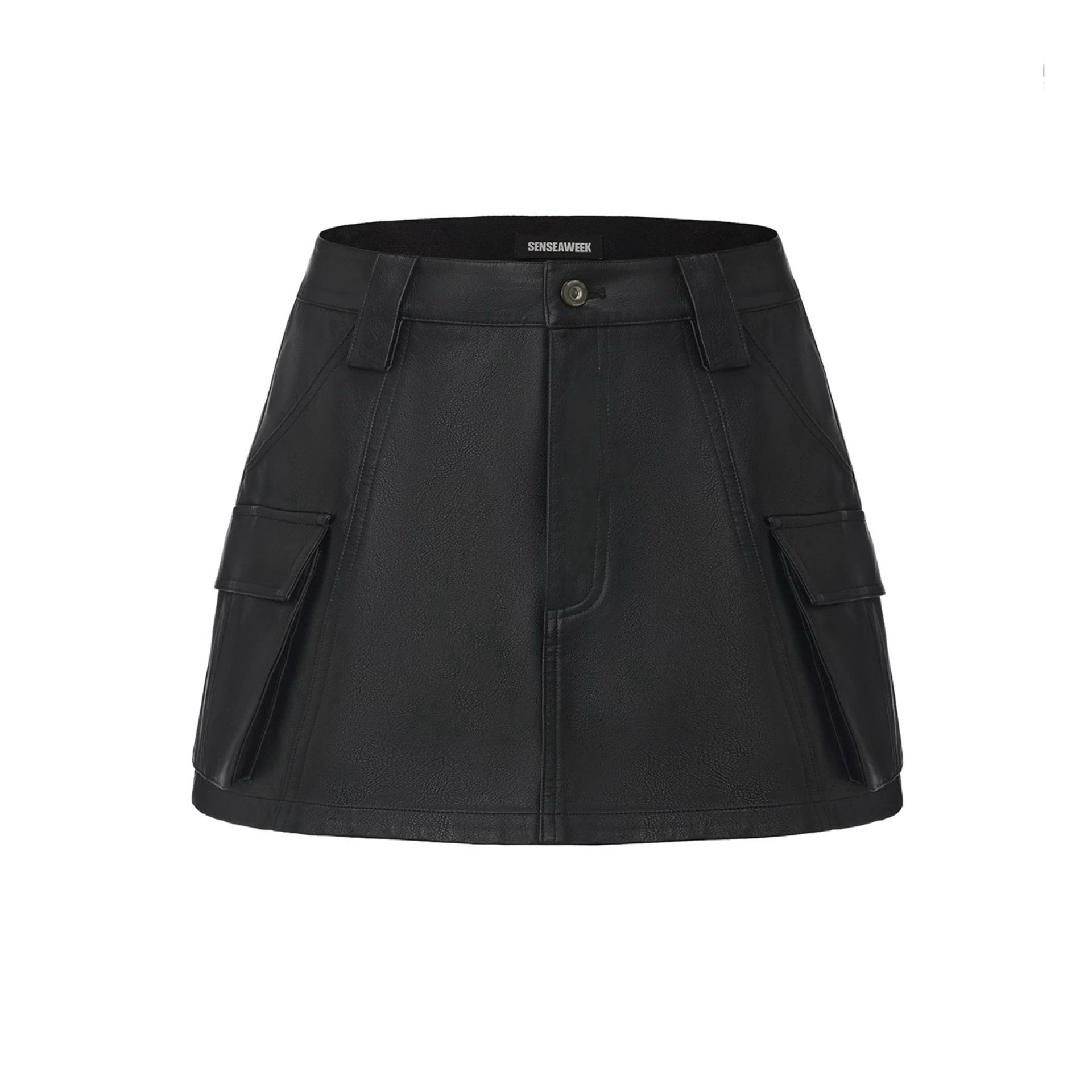 秋季新品 皮革立体袋工装半裙 酷飒时髦感A字短裙SENSEAWEEK