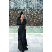 GINNY真丝深V气质连衣裙 收腰大裙摆长裙礼服裙 瑞典Charlotta