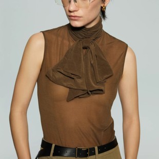 咖色蝴蝶结无袖背心sip class