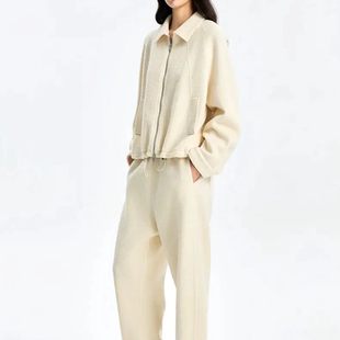 WHITE设计师女士 CONCISE 抽绳弯刀裤 斜插兜休闲松紧腰时尚