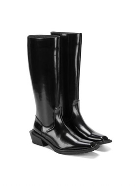 GW买手店设计师品牌untitlab 黑色直筒切尔西 新款首发方头中长靴