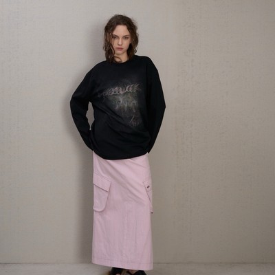 美式复古印花做旧T恤 宽松落袖Vintage长袖上衣 设计师Senseaweek