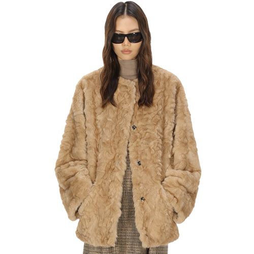 浅灰咖两穿皮草外套 氛围感毛茸茸大衣 Sipclass