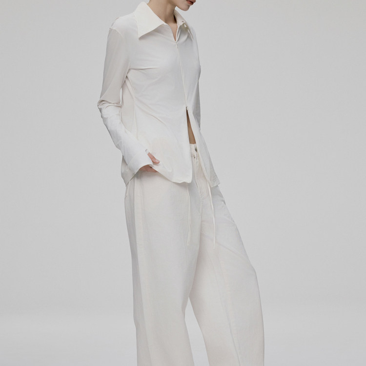 抽绳时装感老钱风宽筒牛仔裤