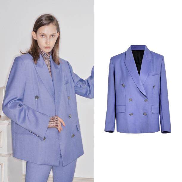 CORA&WYNN灰紫色oversize宽松版气质西服西装正装