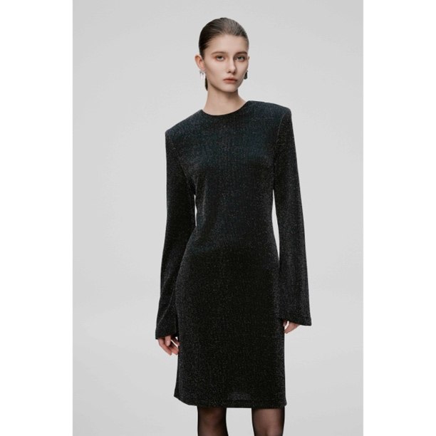 暗闪垫肩气质修身时尚打底连衣裙CORA&WYNN洛杉矶