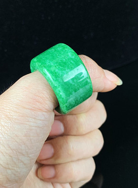 扳指 缅甸 翡翠a货满绿色玉扳指 男士霸气扳指 送礼